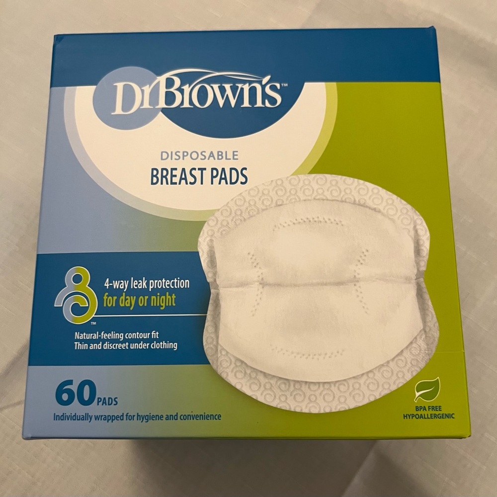 Dr. Brown's Disposable Breast Pads 60 Count New Box  + 8 Medela Hydrogel Pads